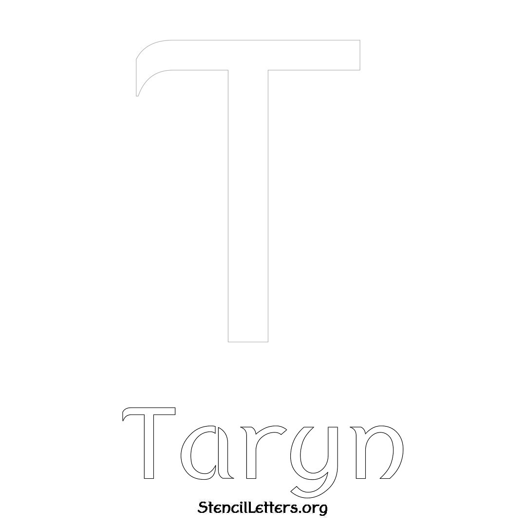 Taryn printable name initial stencil in Ancient Lettering