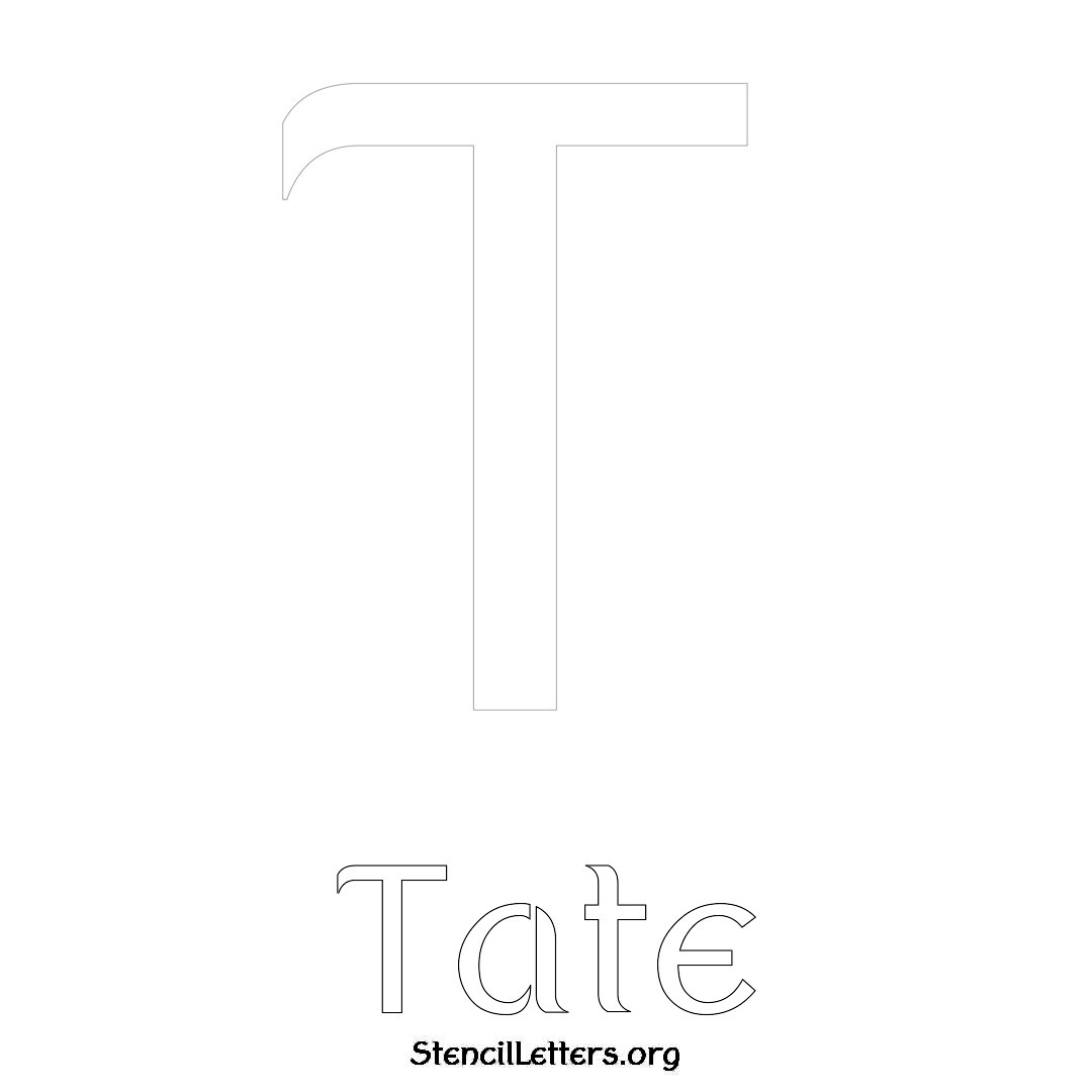 Tate printable name initial stencil in Ancient Lettering