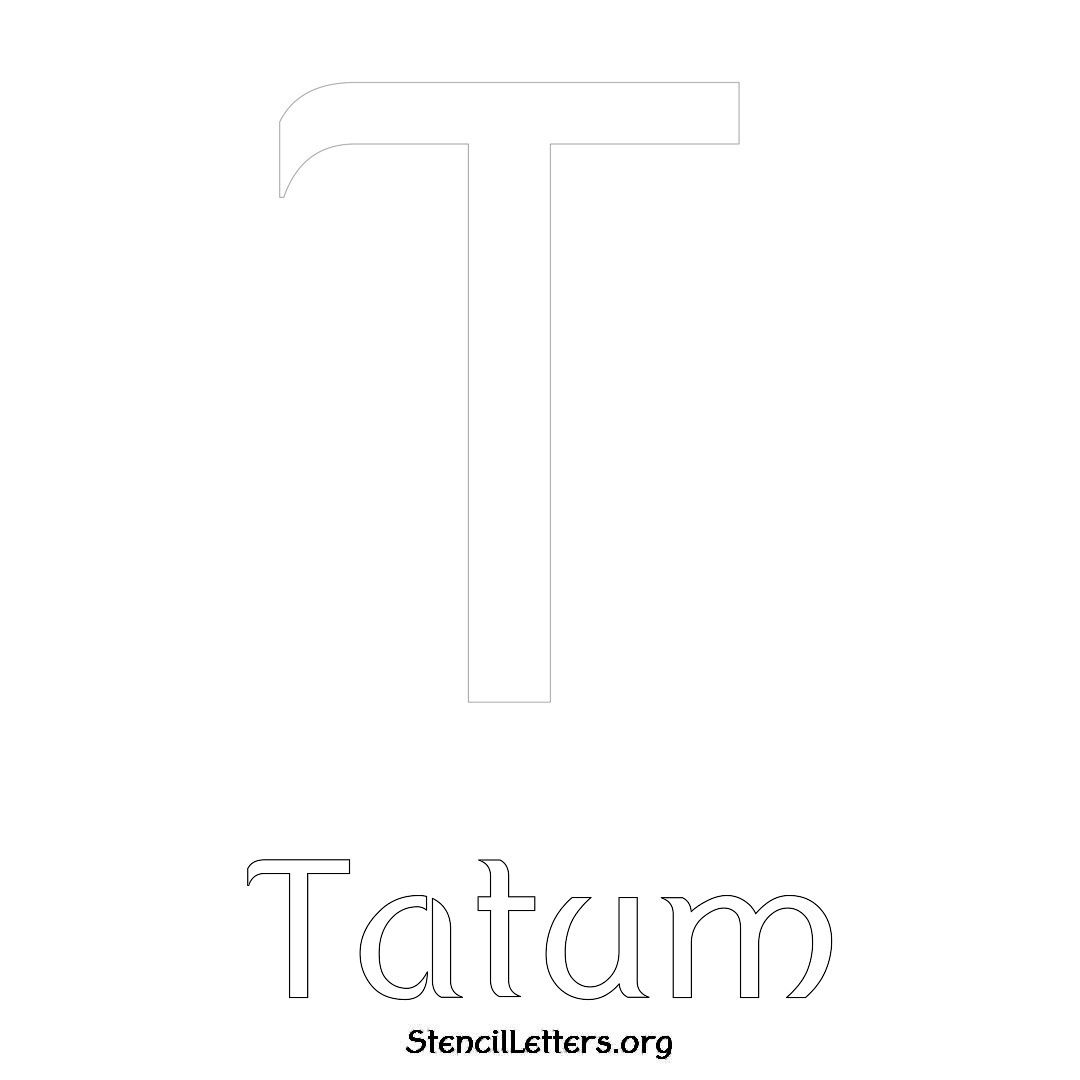 Tatum printable name initial stencil in Ancient Lettering