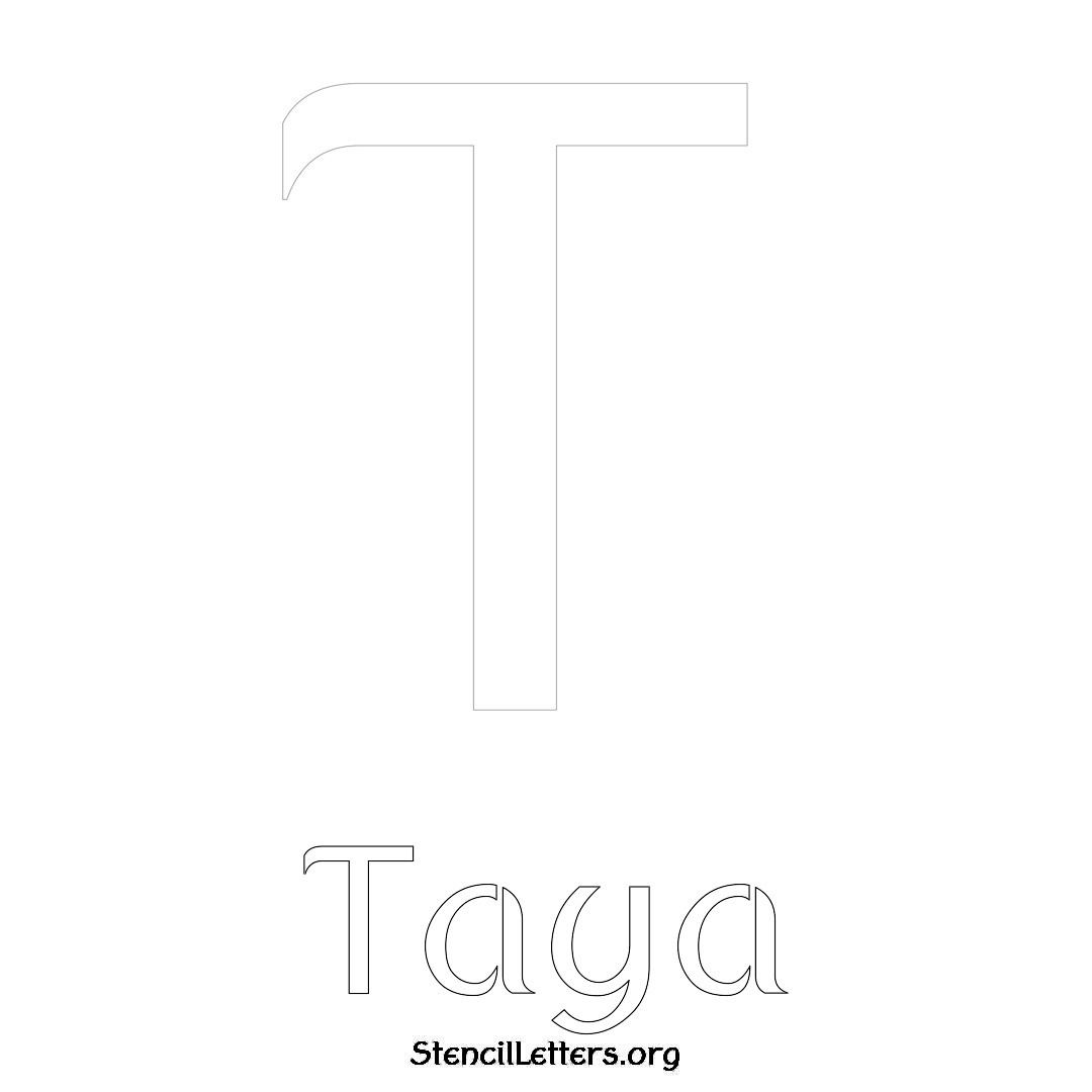 Taya printable name initial stencil in Ancient Lettering