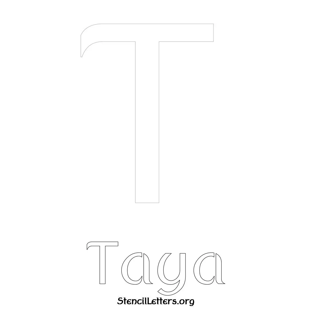 Taya Free Printable Name Stencils with 6 Unique Typography Styles and Lettering Bridges