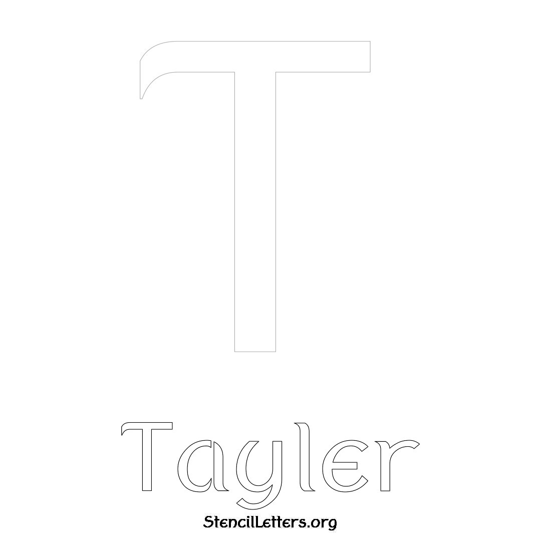 Tayler printable name initial stencil in Ancient Lettering