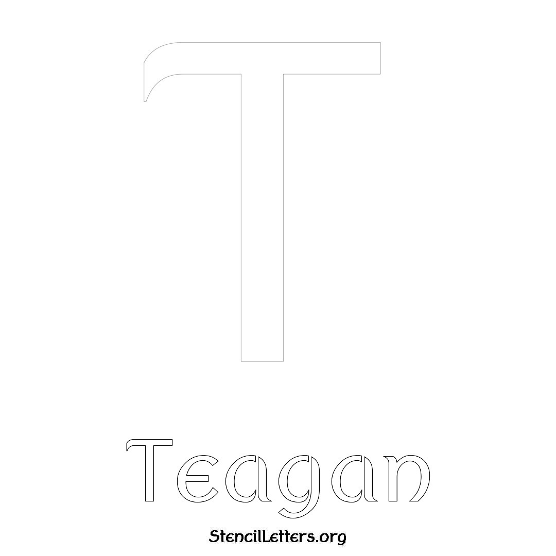 Teagan printable name initial stencil in Ancient Lettering