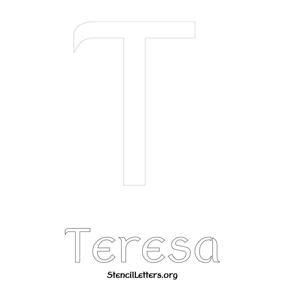 Teresa Free Printable Name Stencils with 6 Unique Typography Styles and Lettering Bridges