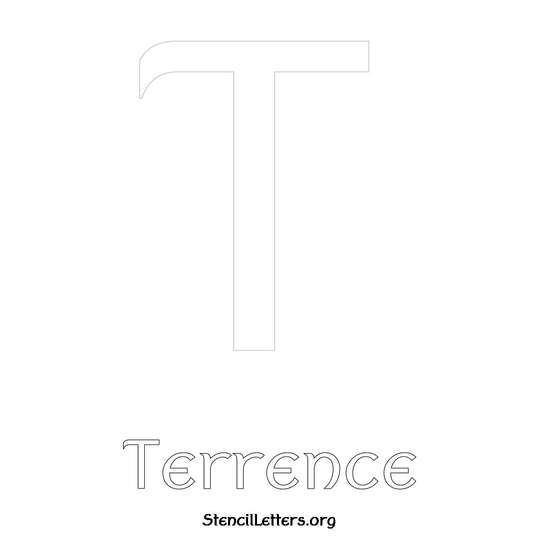 Terrence printable name initial stencil in Ancient Lettering