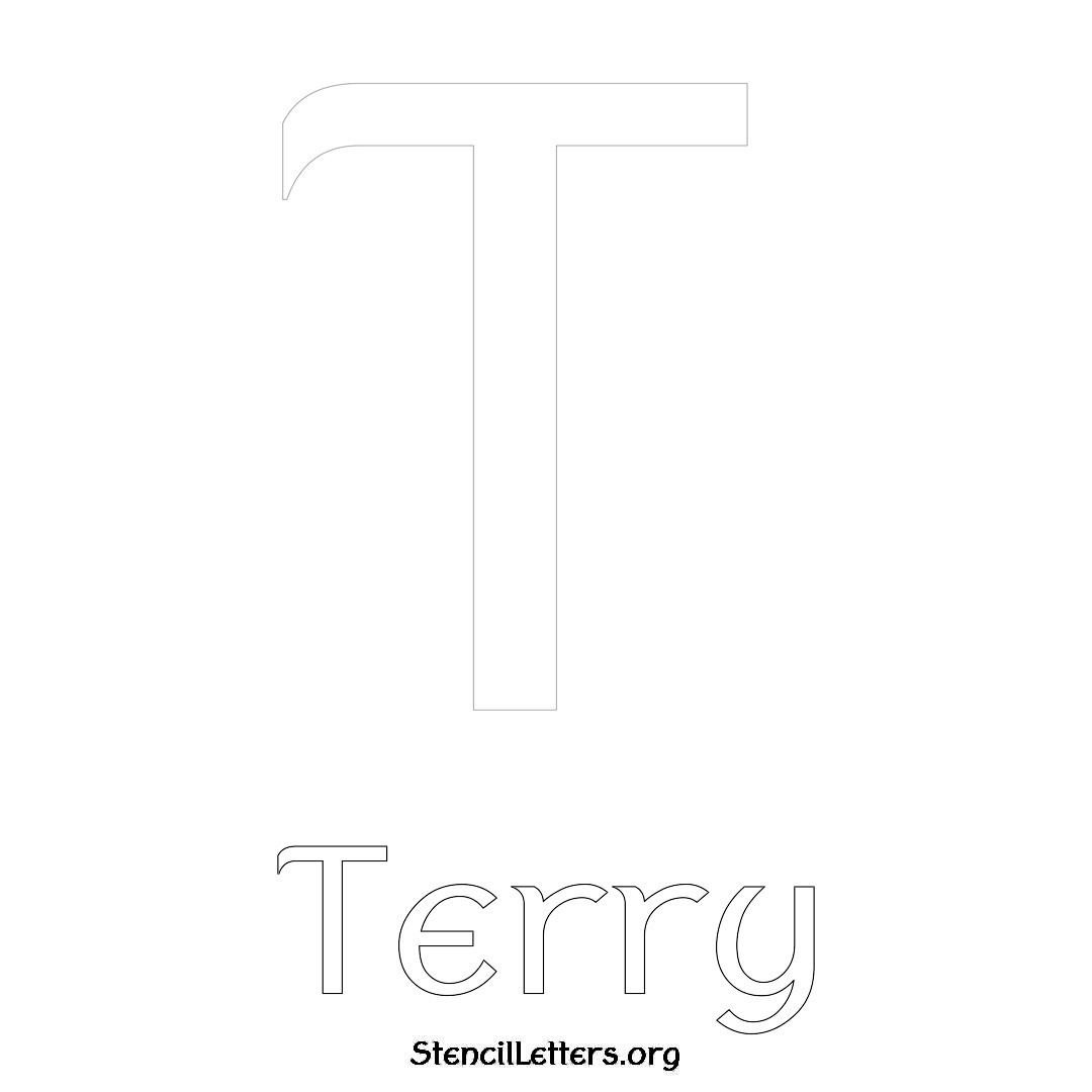 Terry printable name initial stencil in Ancient Lettering