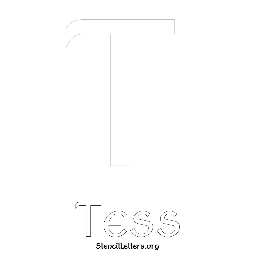 Tess printable name initial stencil in Ancient Lettering
