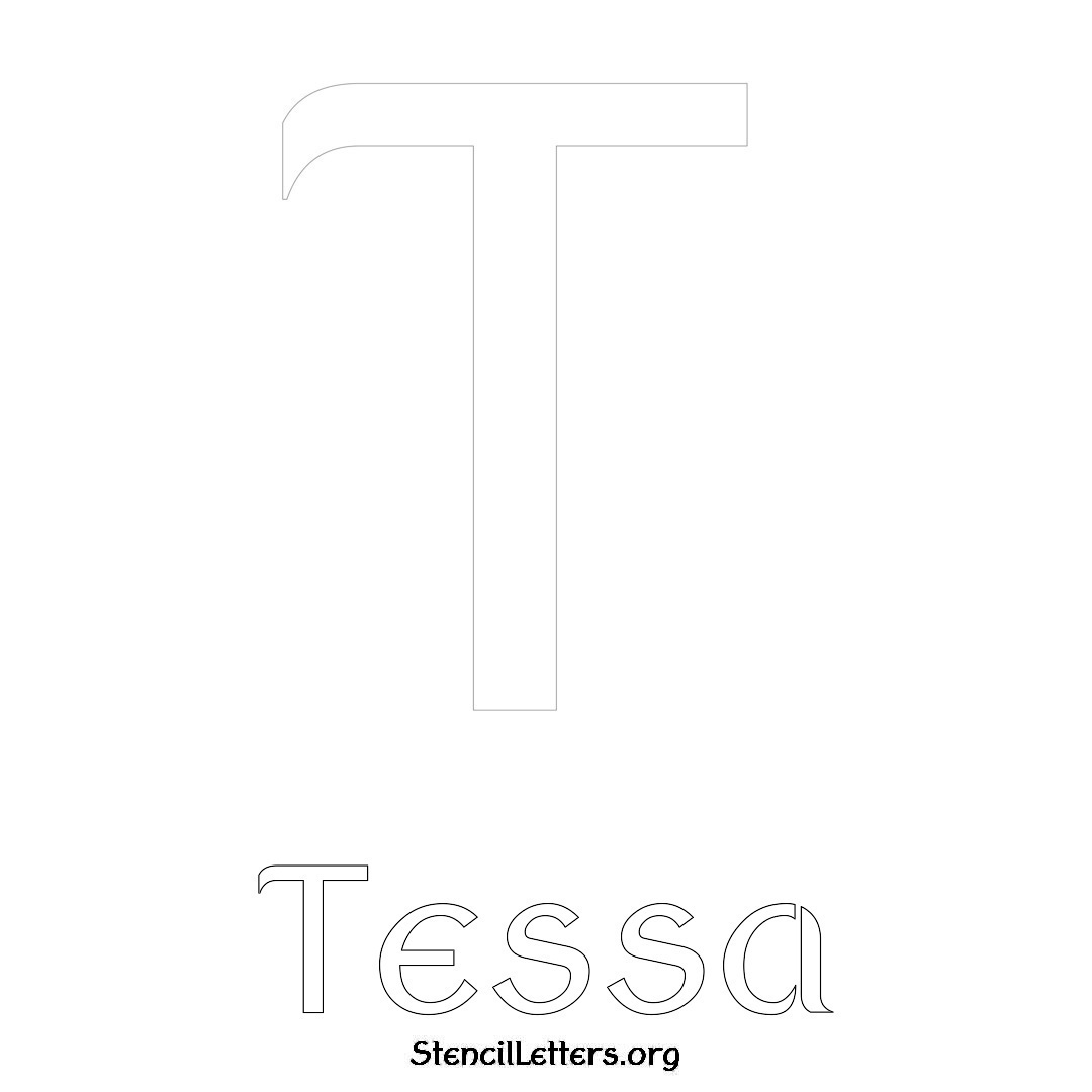 Tessa printable name initial stencil in Ancient Lettering