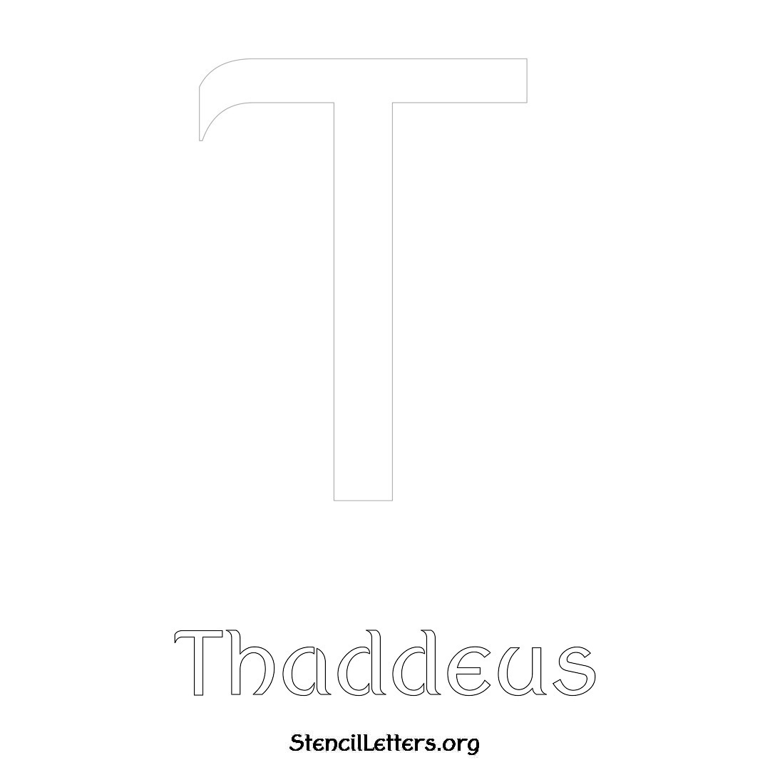 Thaddeus printable name initial stencil in Ancient Lettering