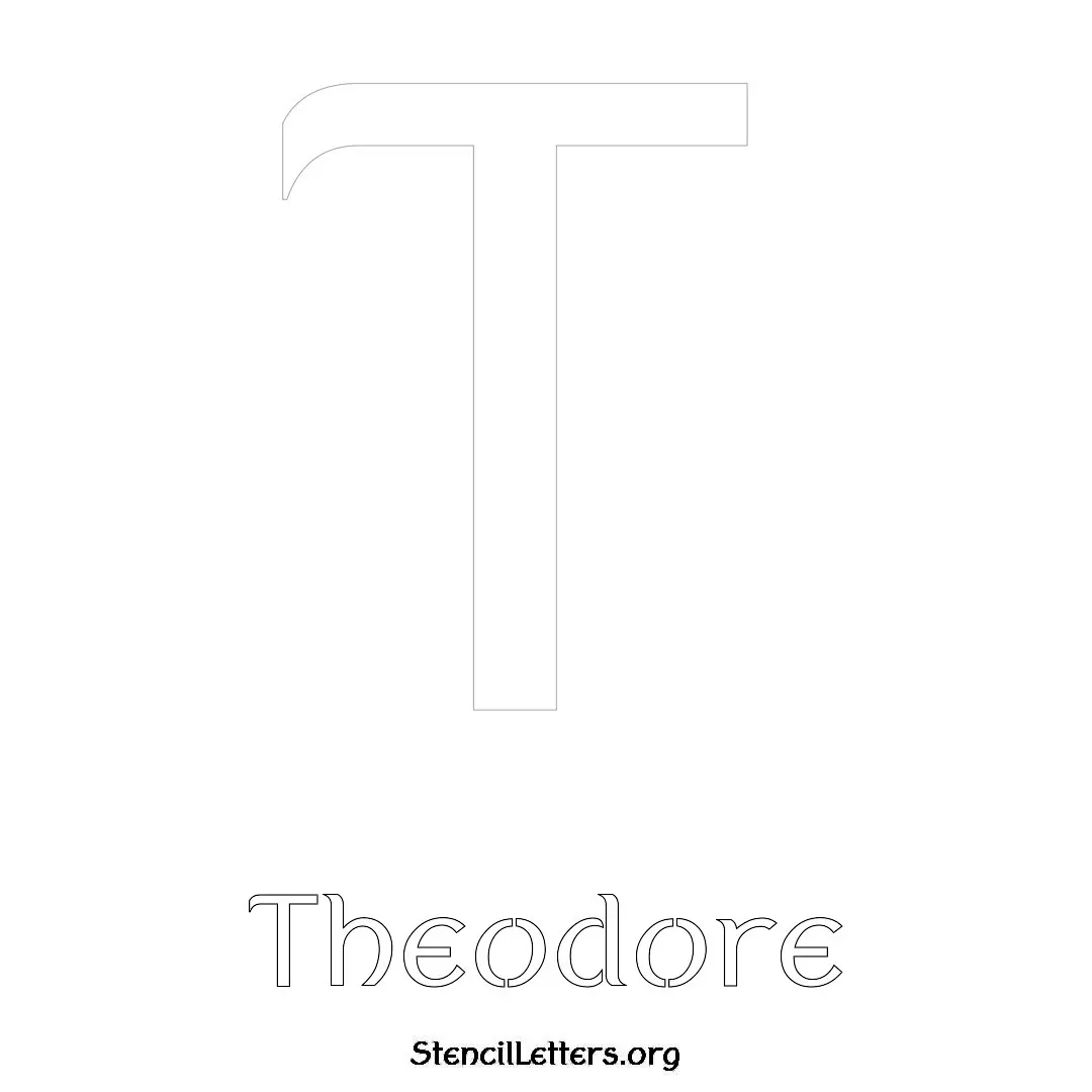 Theodore Free Printable Name Stencils with 6 Unique Typography Styles and Lettering Bridges