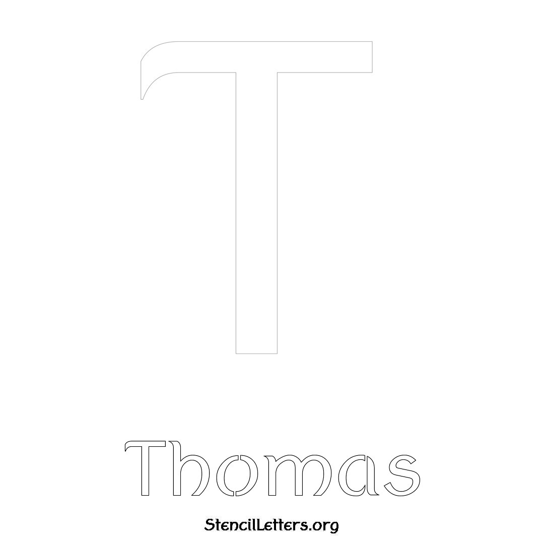 Thomas printable name initial stencil in Ancient Lettering