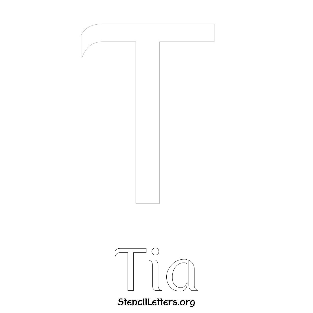 Tia printable name initial stencil in Ancient Lettering