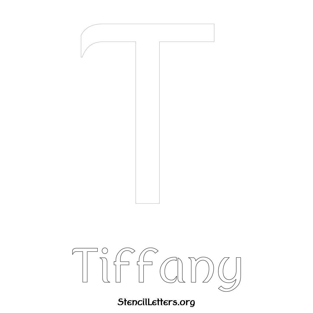 Tiffany printable name initial stencil in Ancient Lettering