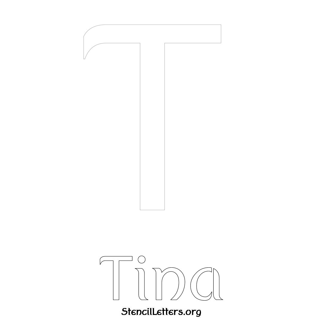 Tina printable name initial stencil in Ancient Lettering
