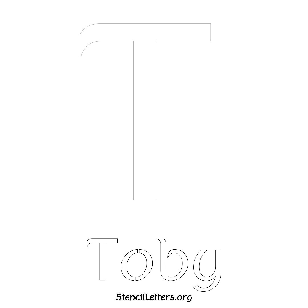 Toby printable name initial stencil in Ancient Lettering