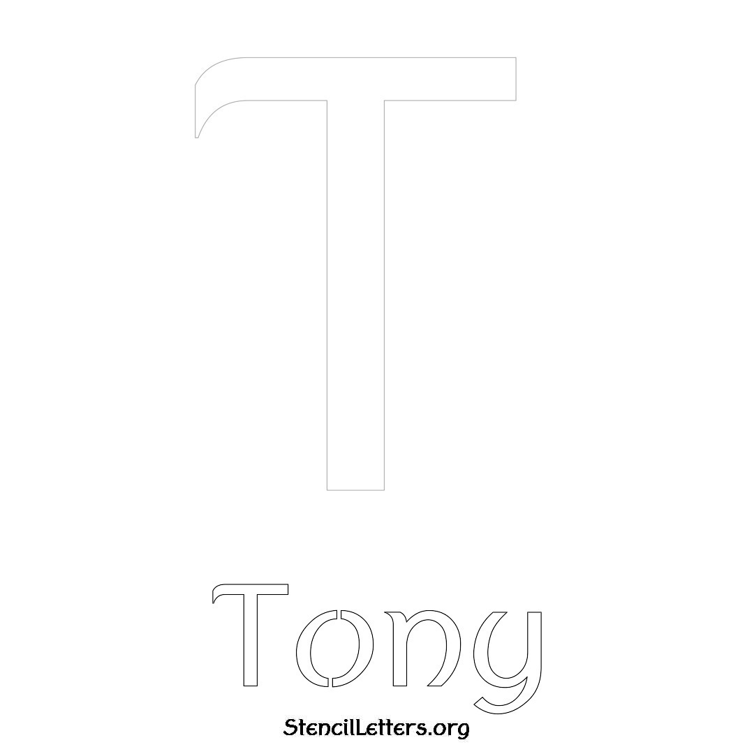 Tony printable name initial stencil in Ancient Lettering