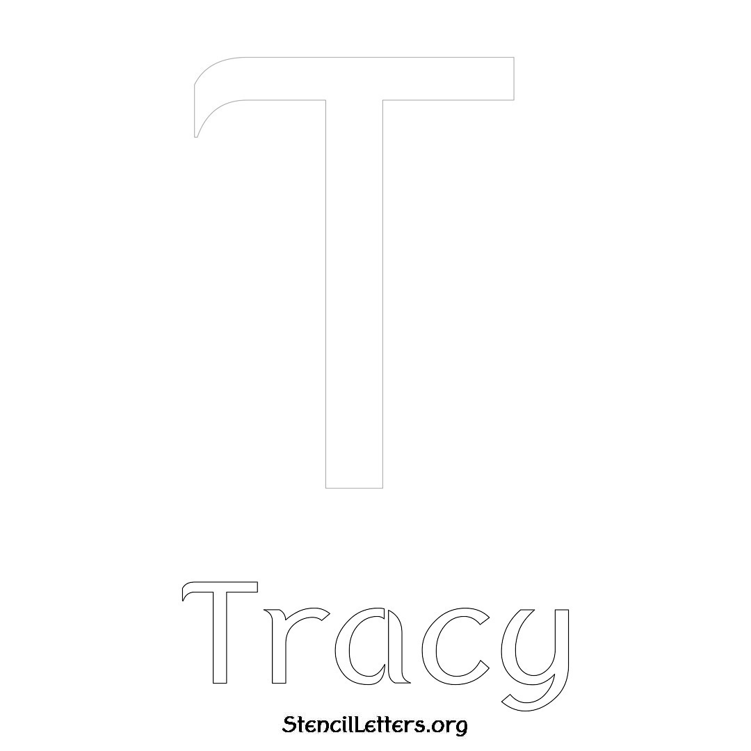 Tracy printable name initial stencil in Ancient Lettering