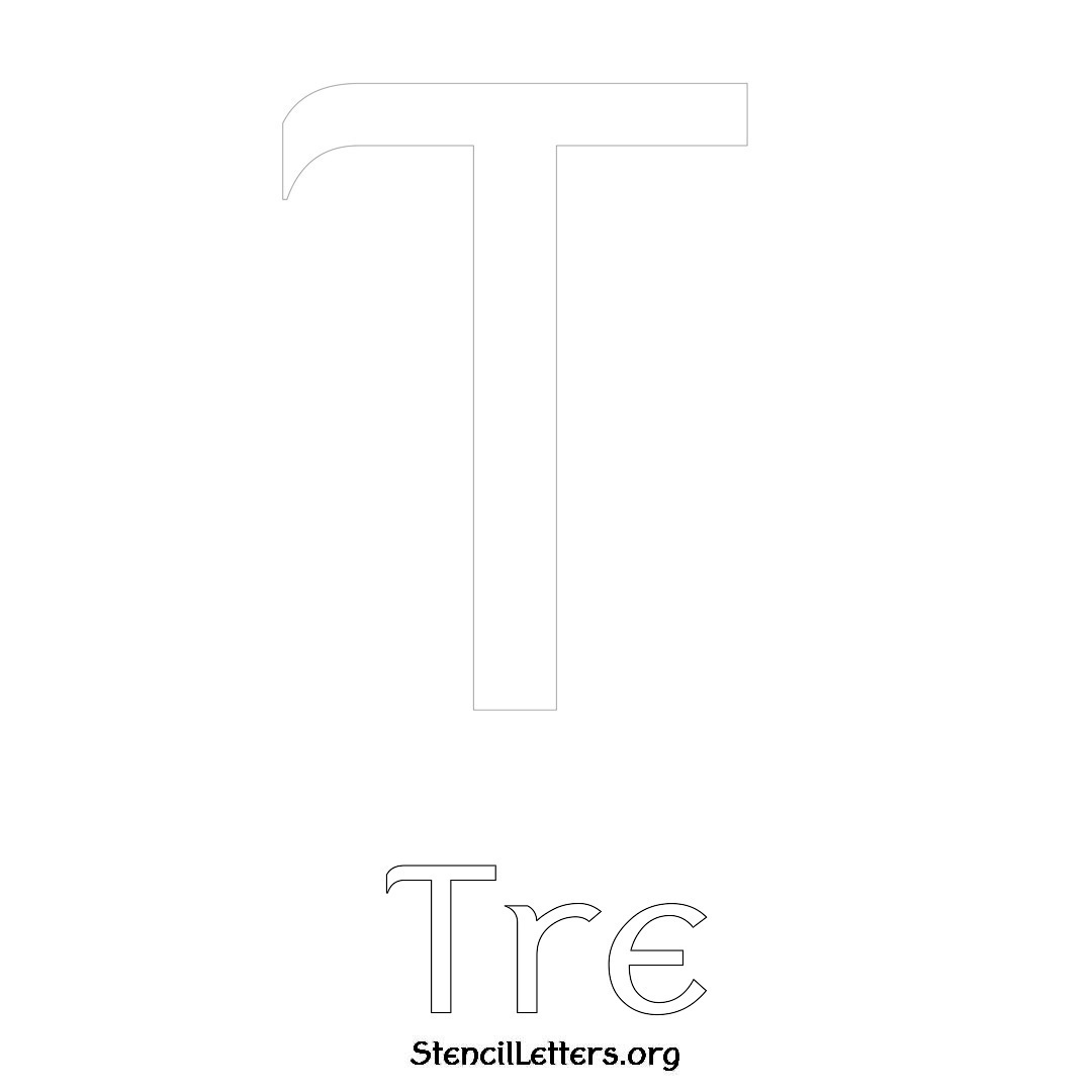 Tre printable name initial stencil in Ancient Lettering