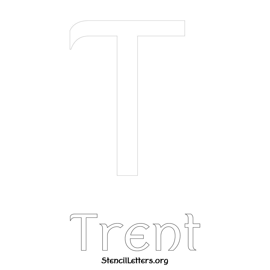 Trent printable name initial stencil in Ancient Lettering