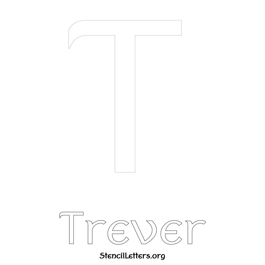 Trever printable name initial stencil in Ancient Lettering