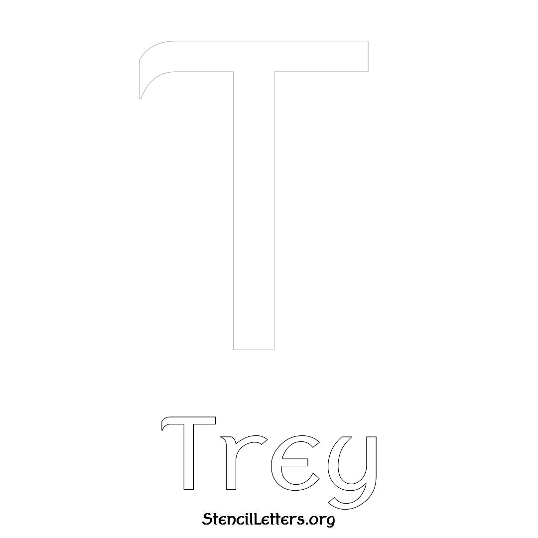 Trey printable name initial stencil in Ancient Lettering