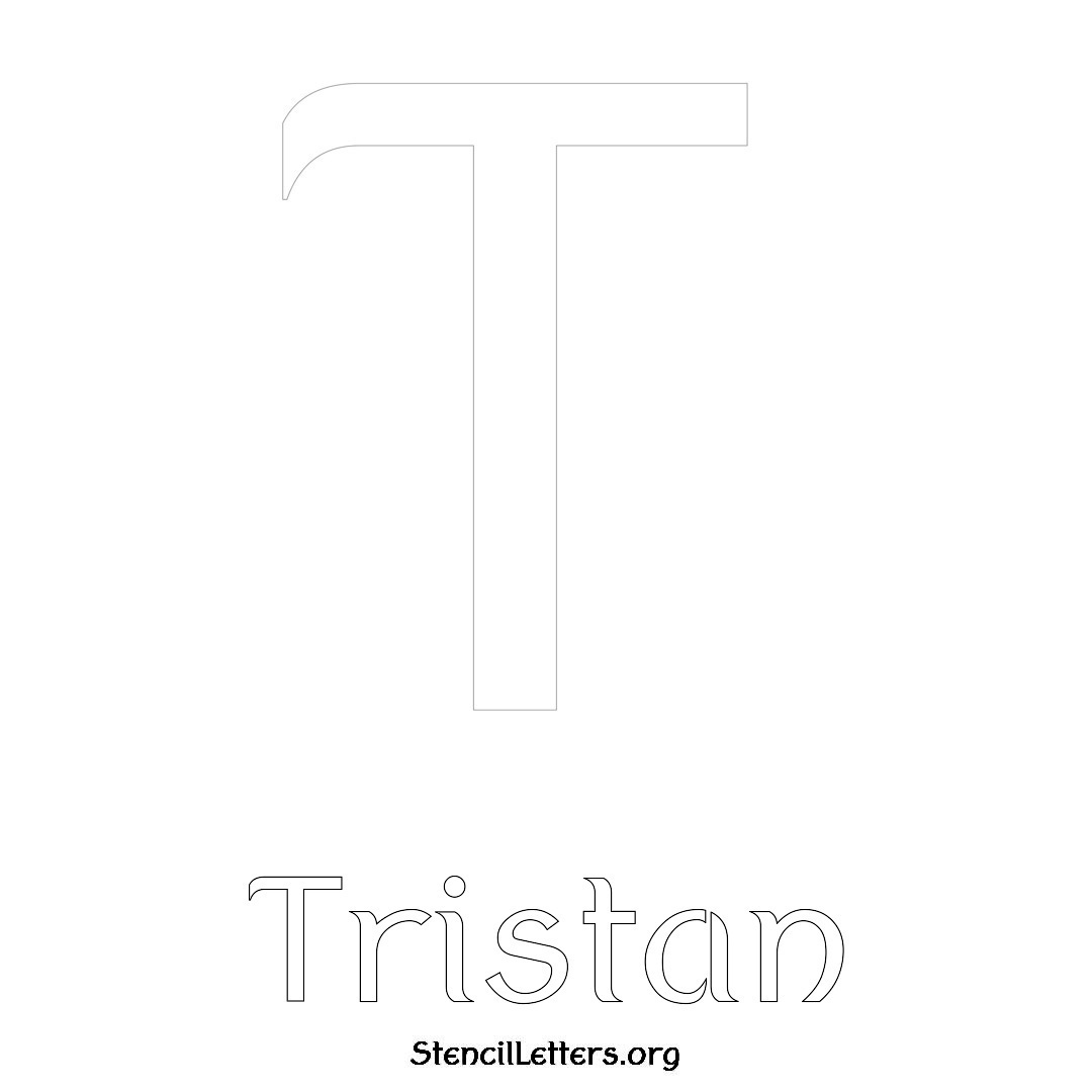 Tristan printable name initial stencil in Ancient Lettering