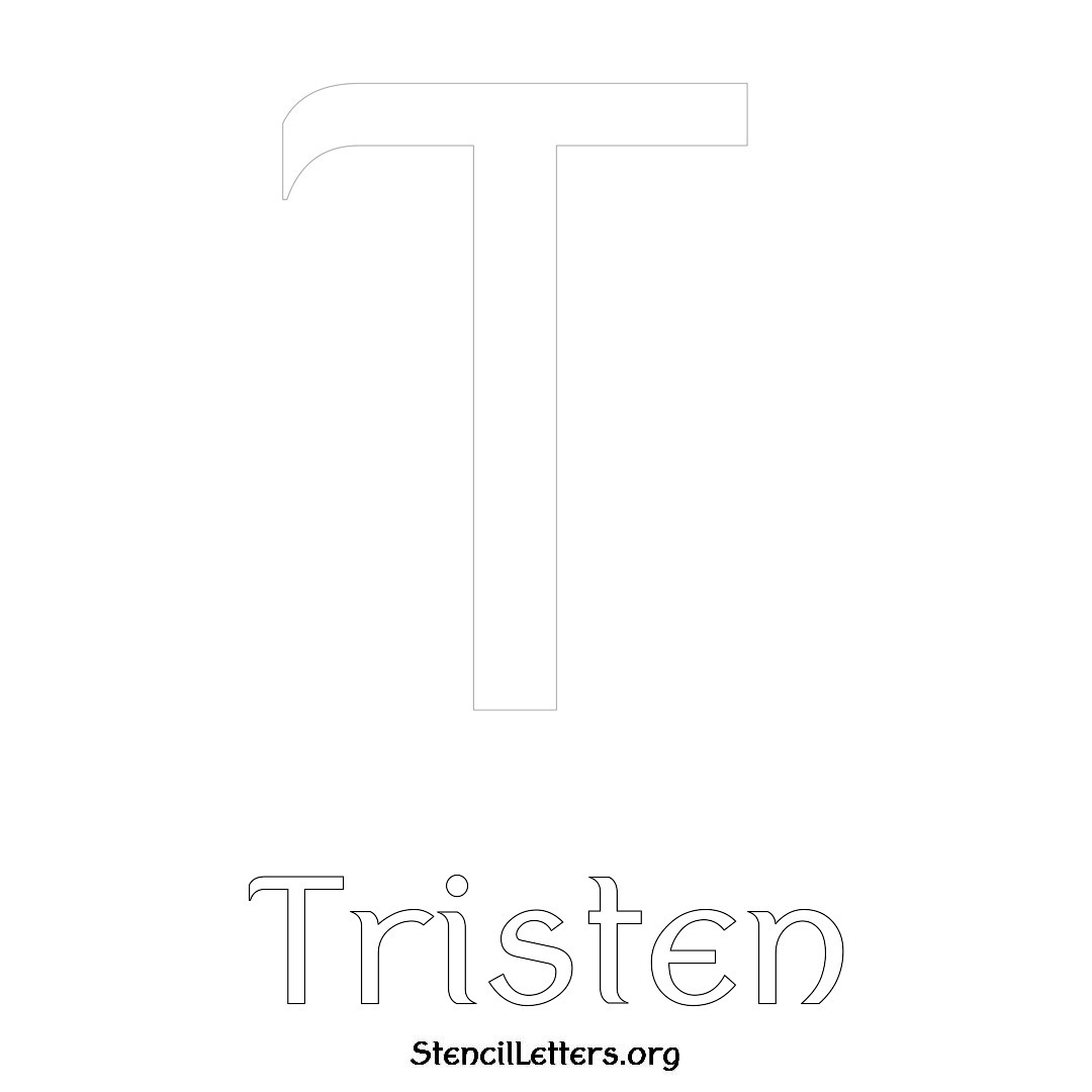 Tristen printable name initial stencil in Ancient Lettering