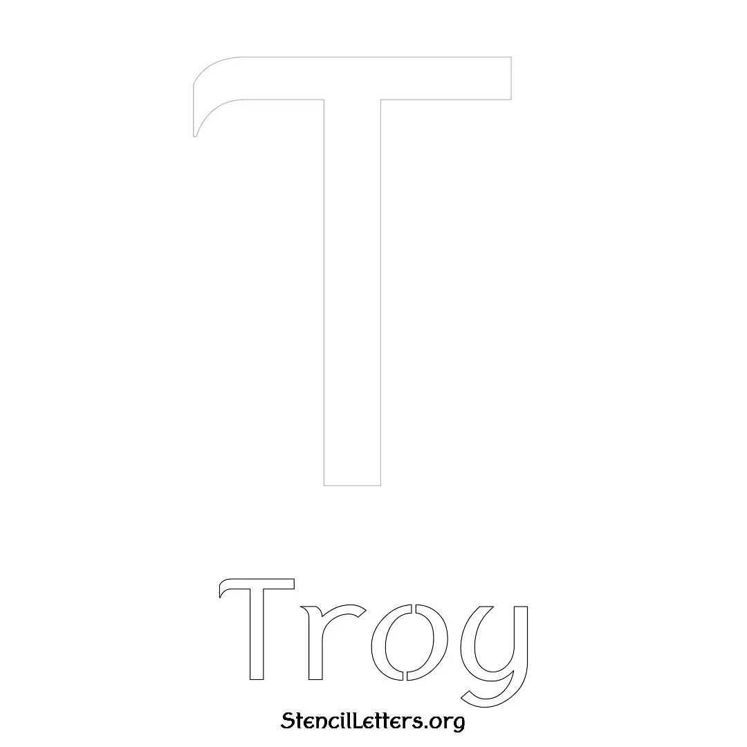 Troy Free Printable Name Stencils with 6 Unique Typography Styles and Lettering Bridges