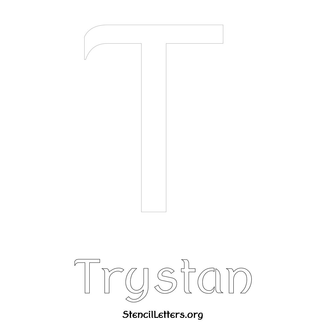 Trystan printable name initial stencil in Ancient Lettering