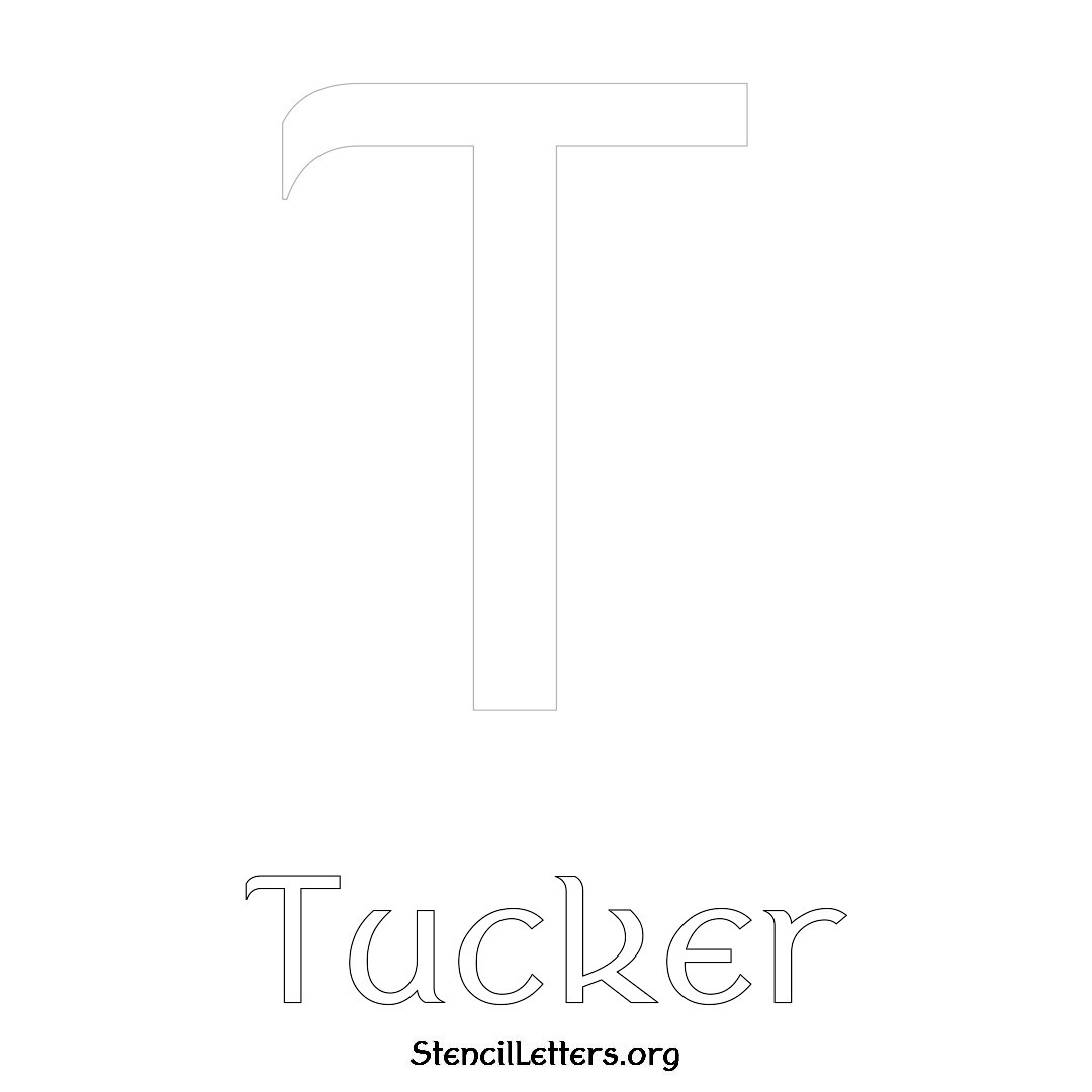 Tucker printable name initial stencil in Ancient Lettering