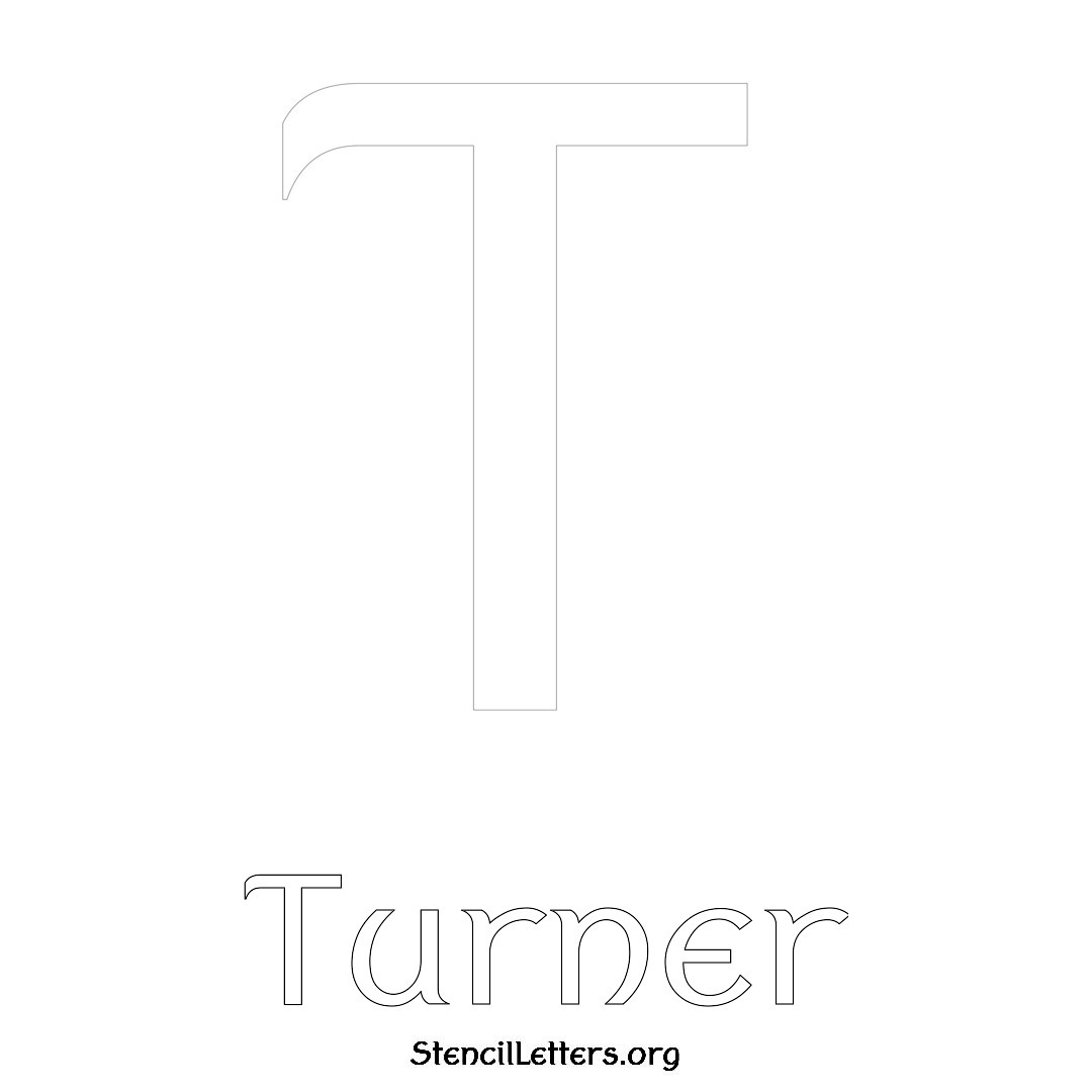 Turner printable name initial stencil in Ancient Lettering