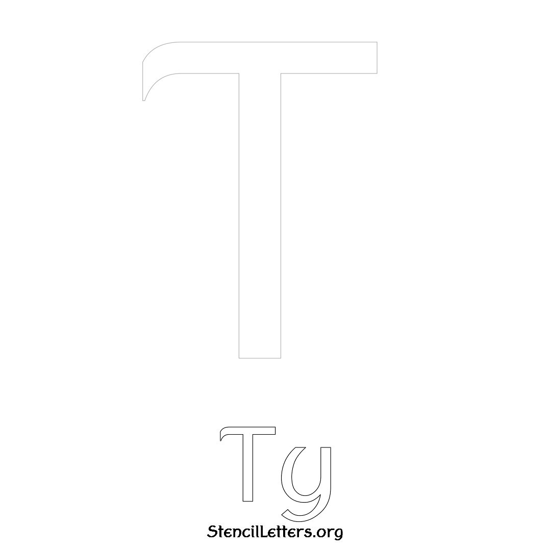 Ty printable name initial stencil in Ancient Lettering