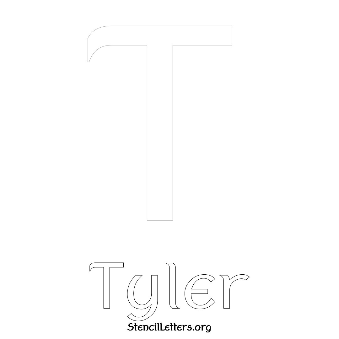 Tyler printable name initial stencil in Ancient Lettering