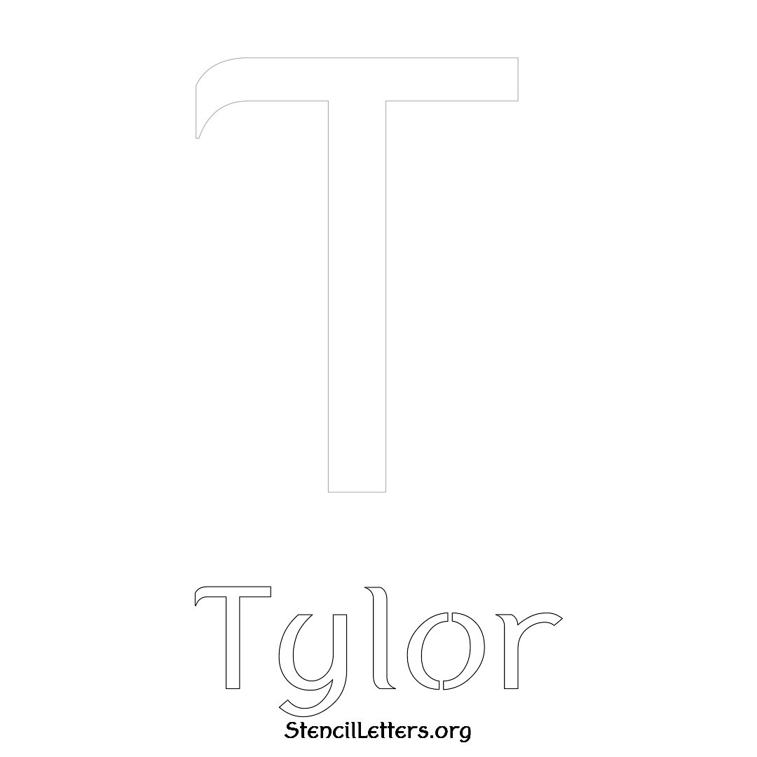 Tylor printable name initial stencil in Ancient Lettering