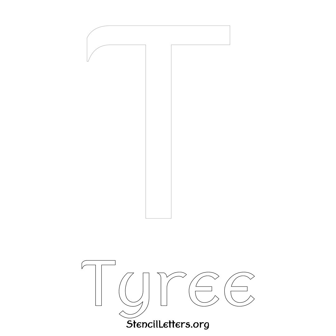Tyree printable name initial stencil in Ancient Lettering