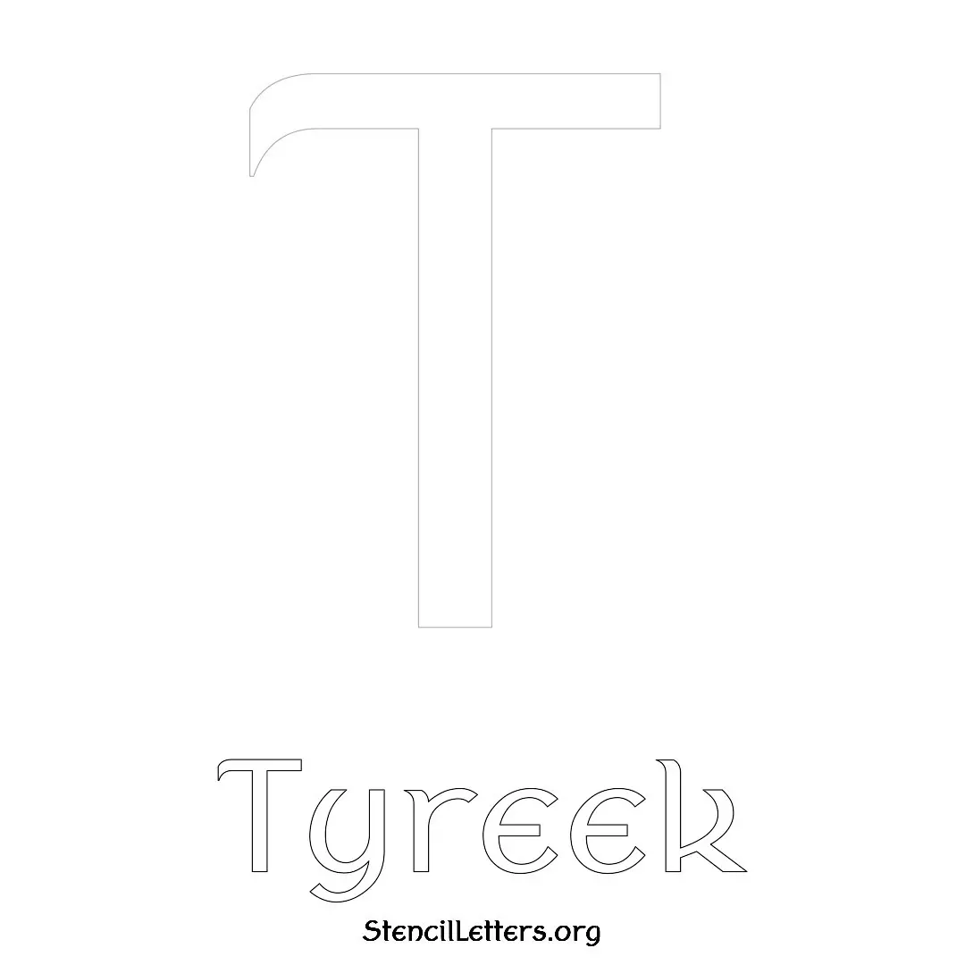 Tyreek Free Printable Name Stencils with 6 Unique Typography Styles and Lettering Bridges