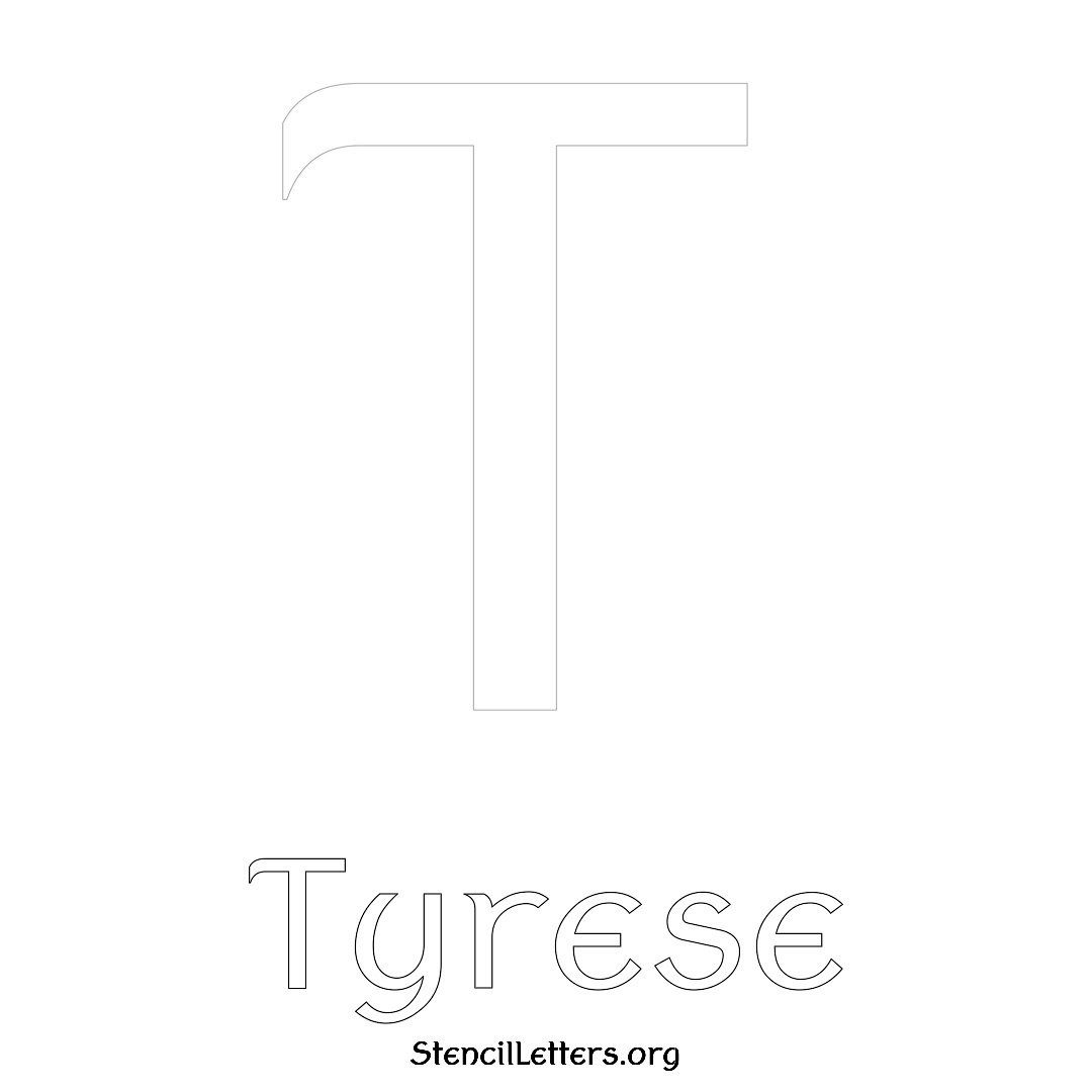 Tyrese printable name initial stencil in Ancient Lettering