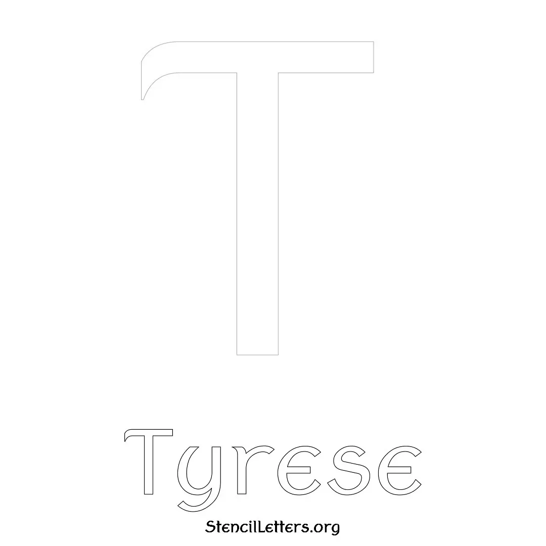 Tyrese Free Printable Name Stencils with 6 Unique Typography Styles and Lettering Bridges