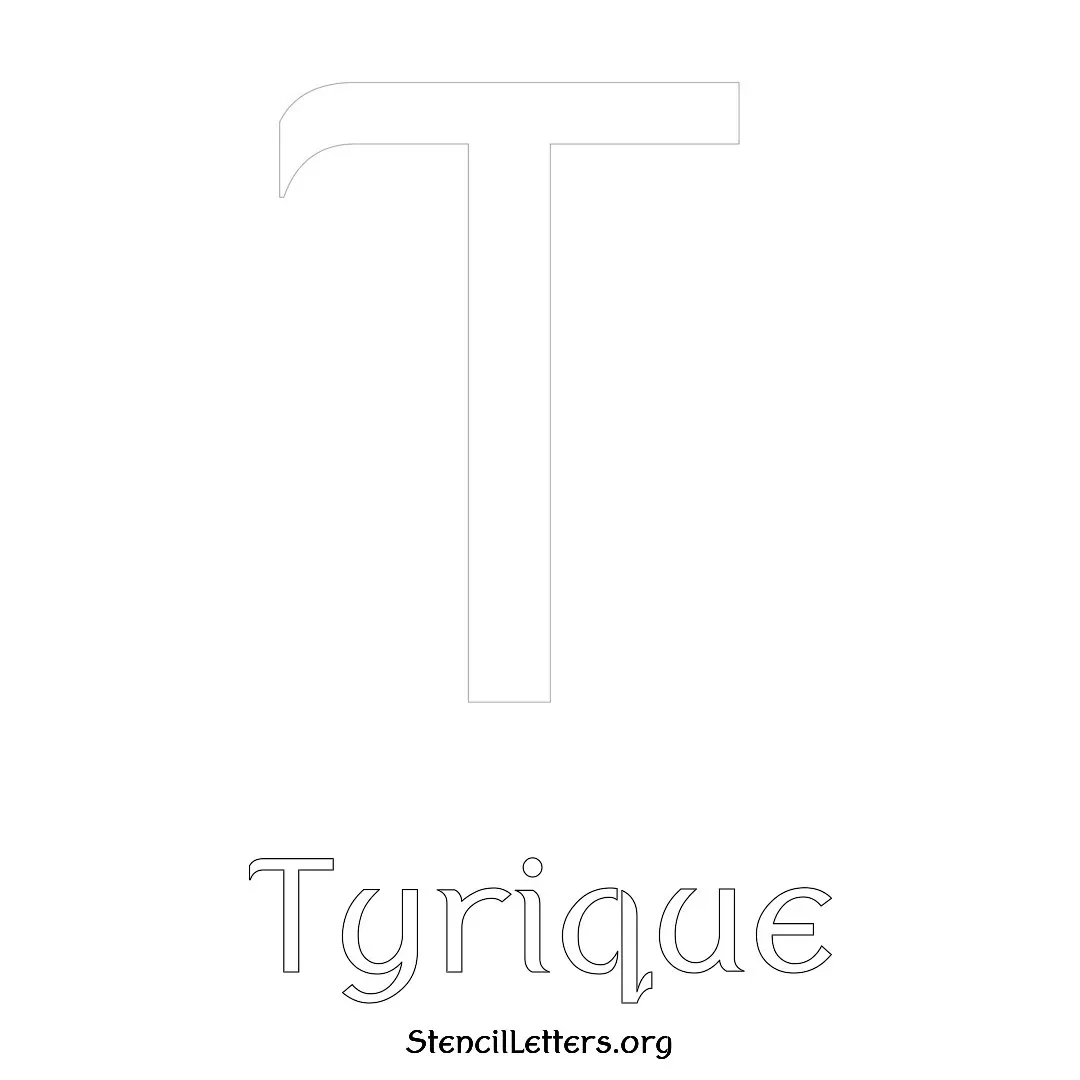 Tyrique Free Printable Name Stencils with 6 Unique Typography Styles and Lettering Bridges