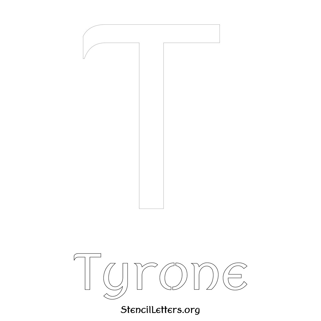 Tyrone printable name initial stencil in Ancient Lettering