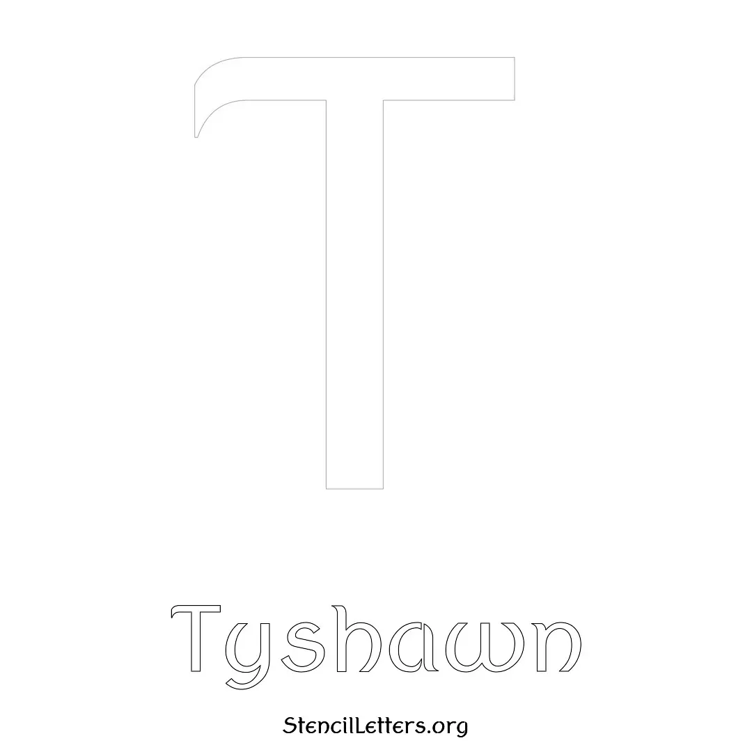 Tyshawn Free Printable Name Stencils with 6 Unique Typography Styles and Lettering Bridges