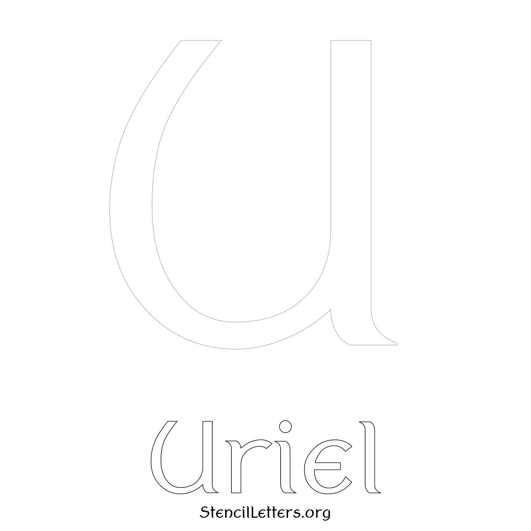 Uriel printable name initial stencil in Ancient Lettering