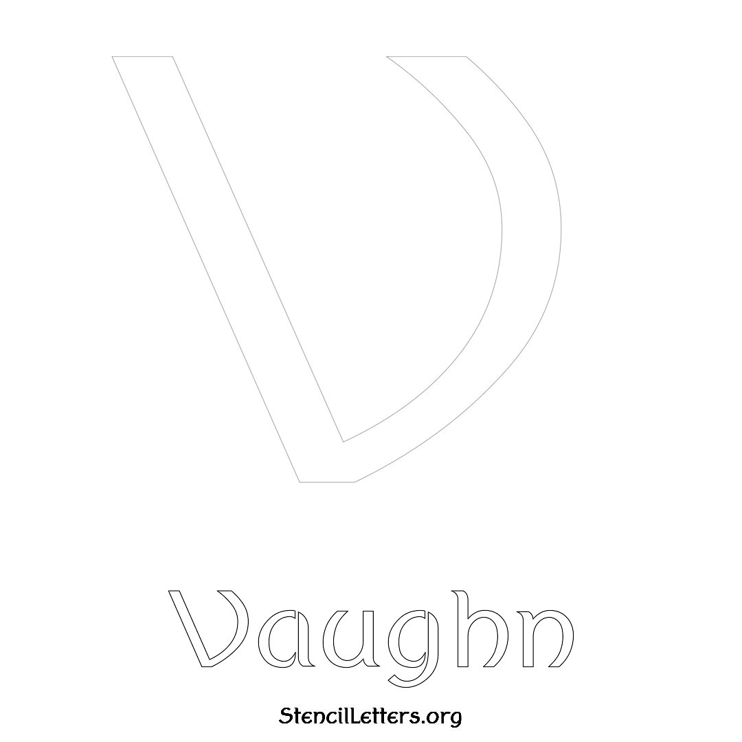 Vaughn printable name initial stencil in Ancient Lettering