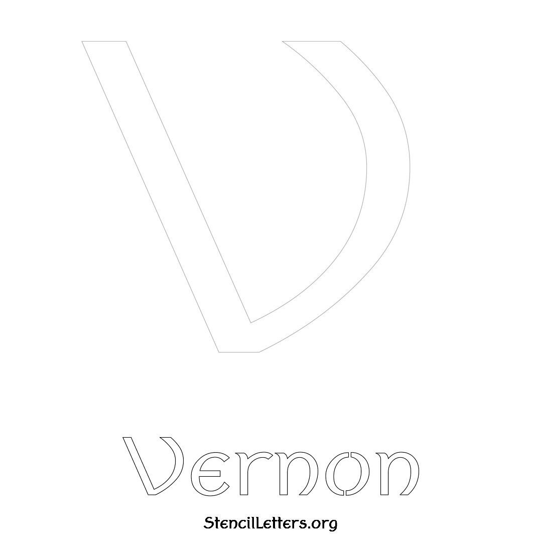 Vernon printable name initial stencil in Ancient Lettering