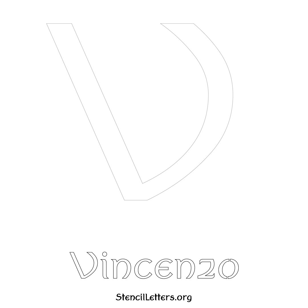 Vincenzo printable name initial stencil in Ancient Lettering