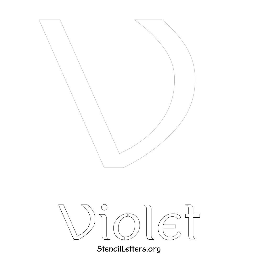 Violet printable name initial stencil in Ancient Lettering