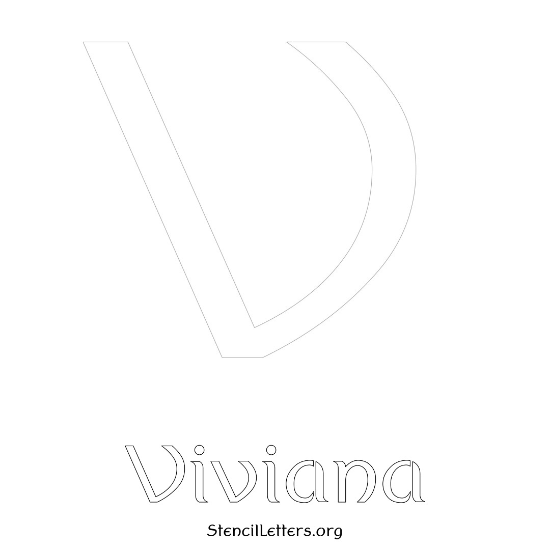 Viviana printable name initial stencil in Ancient Lettering