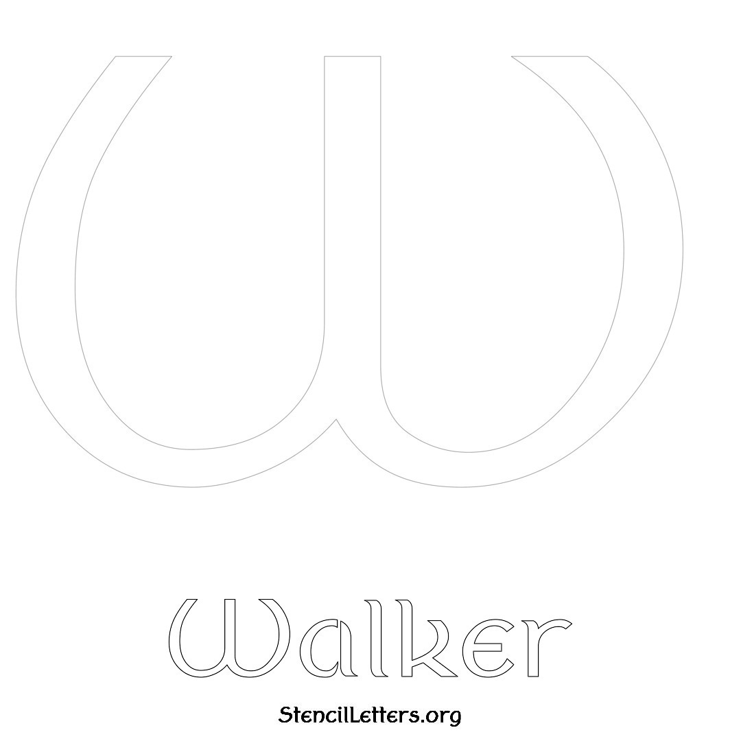 Walker printable name initial stencil in Ancient Lettering