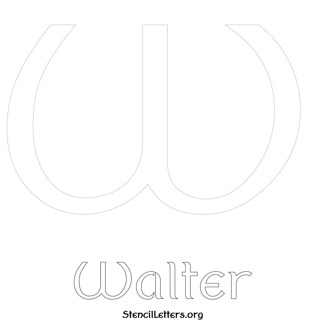 Walter printable name initial stencil in Ancient Lettering