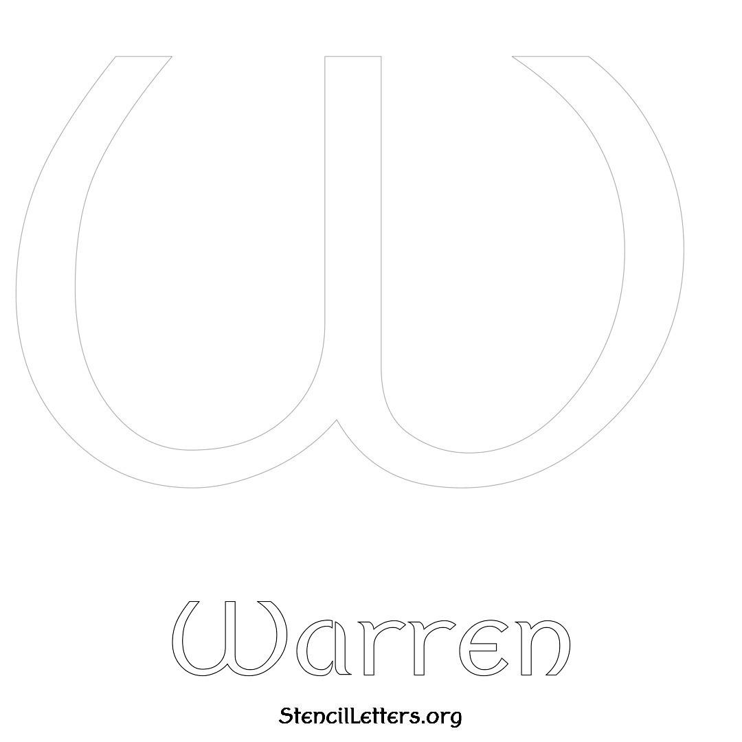 Warren printable name initial stencil in Ancient Lettering